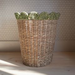 Scalloped Edge Woven Basket Green