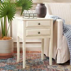 Scalloped End Table With Storage Drawers