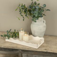 Scalloped Farmhouse Wooden Display Tray