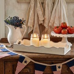 Scalloped Farmhouse Wooden Display Tray