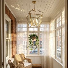 Scalloped Gold Lantern Pendant Light