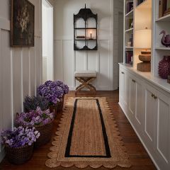 Scalloped Jute Natural/Black Area Rug