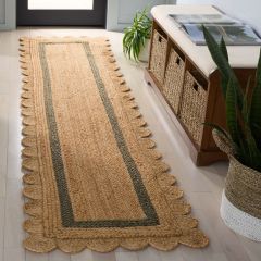 Scalloped Jute Natural/Olive Area Rug