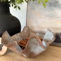 Scalloped Metal Kerchief Planter Bowl