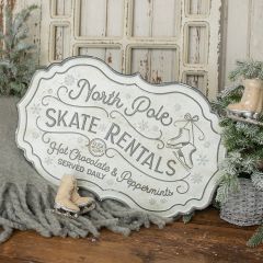 Scalloped Metal Skate Rental Sign