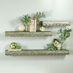 Scalloped Metal Wall Shelf Set of 3