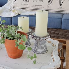 Scalloped Pillar Candle Holder Set of 2