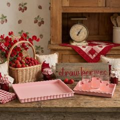 Scalloped Pink Decorative Trays Set of 2