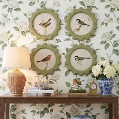 Scalloped Round Bird Print Set of 4