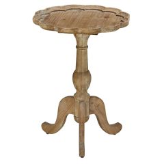 Scalloped Round Wood Side Table