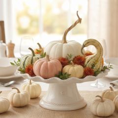 Scalloped Scrollwork Stoneware Cake Pedestal