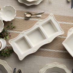 Scalloped Scrollwork Stoneware Condiment Server