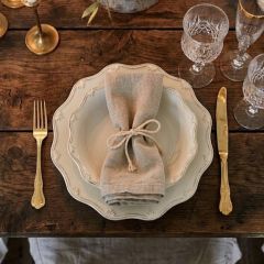 Scalloped Scrollwork Stoneware Dinner Plate