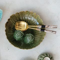 Scalloped Stoneware Round Serving Platter