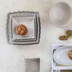 Scalloped Stoneware Serving Dish Collection Set of 4