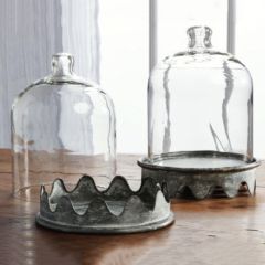 Scalloped Tin Base Glass Cloche