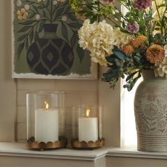 Scalloped Trim Pillar Candle Holder Set of 2