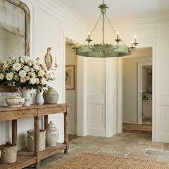 Scalloped Vintage Sage Iron 8 Light Chandelier