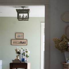 Scalloped Vintage Sage Iron Semi Flush Ceiling Light