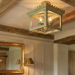 Scalloped Vintage Sage Iron Semi Flush Ceiling Light