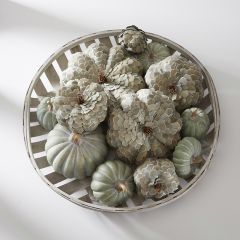 Scalloped Wood Chip Decorative Pumpkin Set of 3