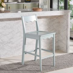 Scalloped Wood Counter Stool
