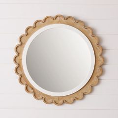 Scalloped Wood Flower Wall Mirror