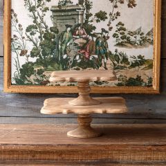Scalloped Wood Pedestal Display Stands Set of 2