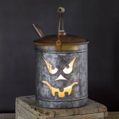 Scary Jack O Lantern Oil Can Luminary
