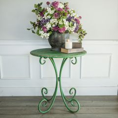 Scroll Foot Green Metal Accent Table