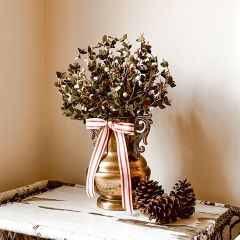 Scroll Handled Gold Metal Vase