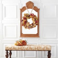 Scroll Top Ornate Wood Wall Mirror