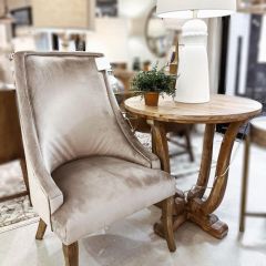 Scrolled Wood Round Side Table