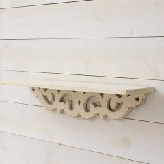 Scrolling Back Distressed Wood Wall Shelf