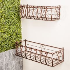 Scrollwork Iron Planter Box Wall Shelf Set of 2