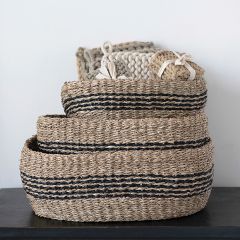 Seagrass Basket With Stripes Set of 3