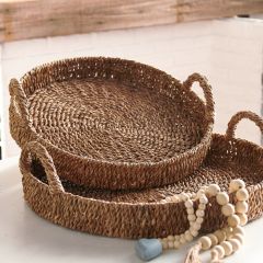 Seagrass Rattan Round Trays Set of 2
