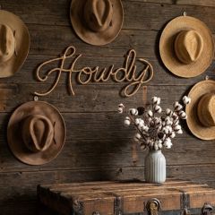 Seagrass Wrapped Iron Howdy Wall Decor