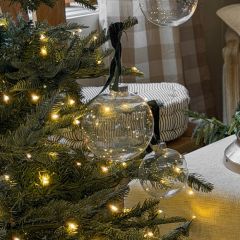 Seeded Clear Glass 6 Inch Ball Ornament