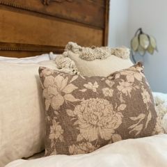 Sepia Floral Pattern Lumbar Pillow