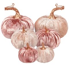 Shades of Pink Velvet Pumpkin Set of 6