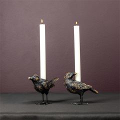 Shadow Perch Crow Taper Holder Set of 2