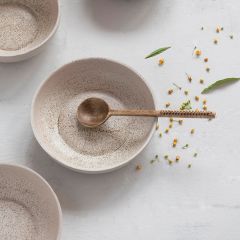 Shallow Reactive Glaze Stoneware Bowl