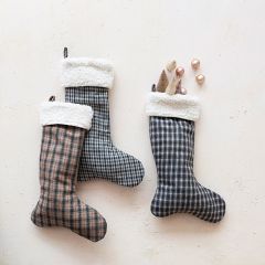 Sherpa Cuff Plaid Christmas Stocking Set of 3