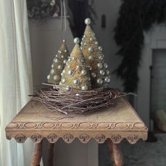 Shimmering Champagne Bottle Brush Tree Set of 3