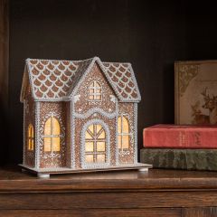 Shimmering Flocked Light Up Gingerbread Manor