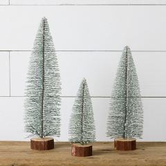 Shimmering Green Bottlebrush Tree Set of 3
