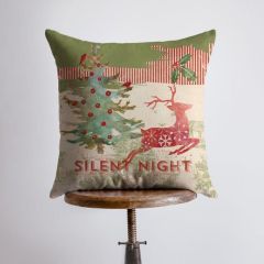 Silent Night Reindeer Accent Pillow