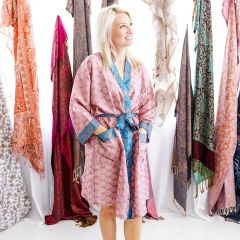 Silky Sari Knee Length Kimono