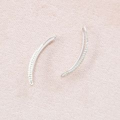 Silver Plated Arched Mimosa Earrings